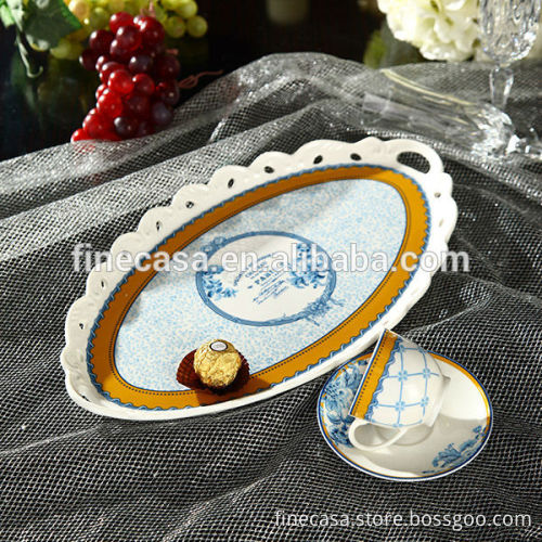 3 Pieces Elegant New Bone China Coffee Set of New Classic